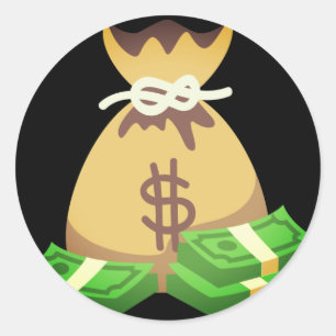 Sticker Rond Vibes riches Sac d'argent Emoji