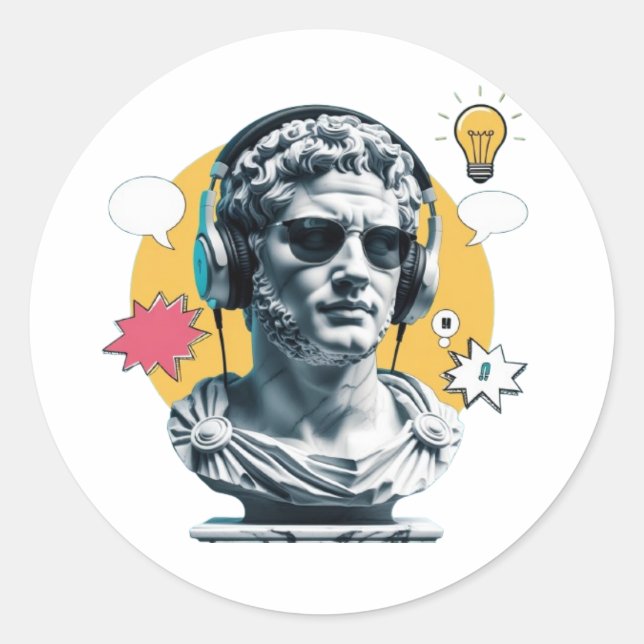 Sticker Rond Vibes Romaines - Poster d'Art Moderne (Devant)