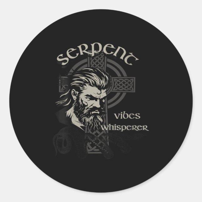 Sticker Rond Vibes serpent femme Whisperer Barbe mystique nordi (Devant)
