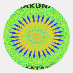 Sticker Rond Vibrant Golden Green Fabric Motif Art