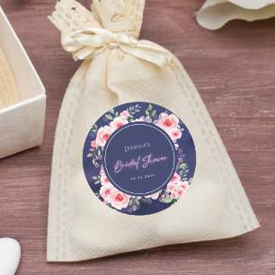 Sticker Rond Vibrant Rose et Violet Floral Néon Enterrement de 