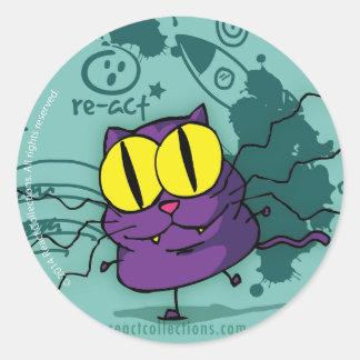 Sticker Rond Vic, le génie chaton