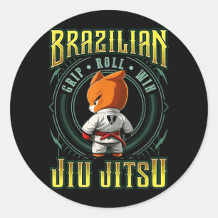 Sticker Rond Victoire de la prise BJJ - Fox Jiu Jitsu de grappl