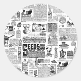 Sticker Rond victorian catalog black white antique toile