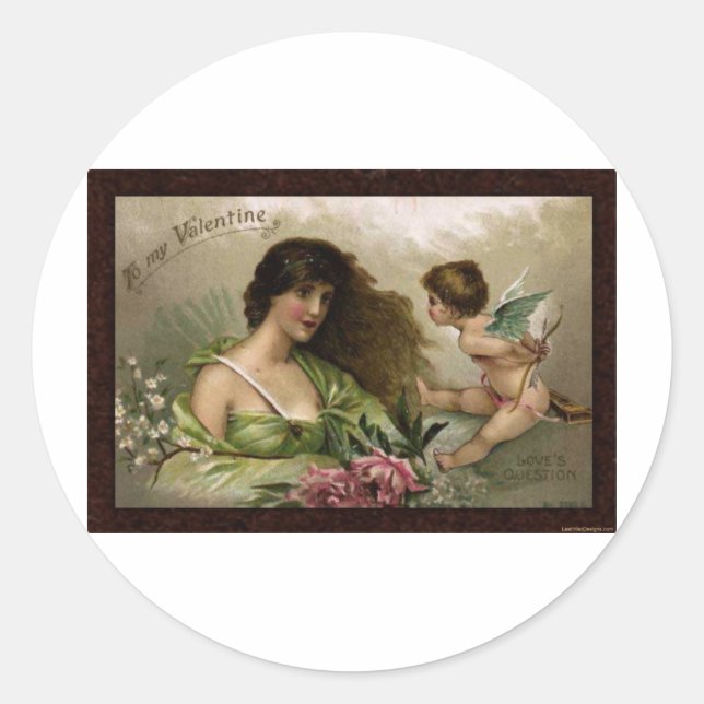 Sticker Rond Victorien aux cadeaux de questions de My Valentine (Devant)