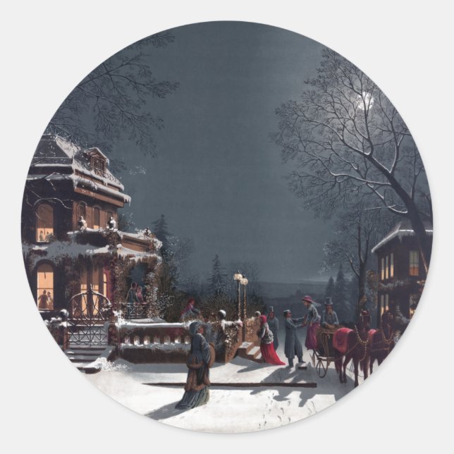 Sticker Rond Victorienne Noël Soirée d'hiver Carrières d'hiver (Devant)