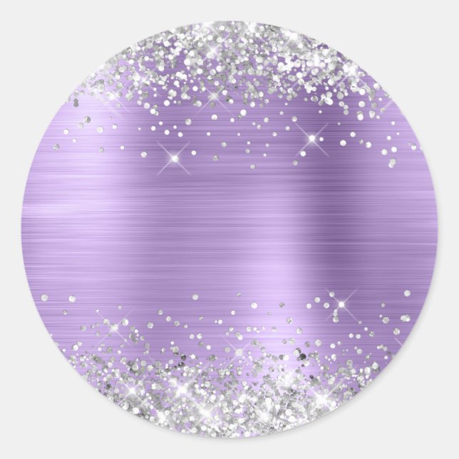 Sticker Rond Vide Argent Pailleté Métalisé Violet Clair (Devant)