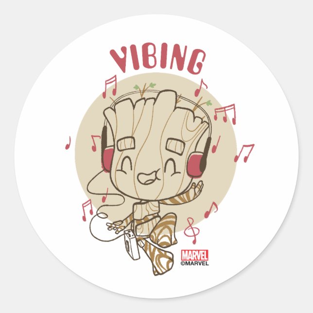 Sticker Rond Vidéo de la grotte dansante avec casque (Devant)