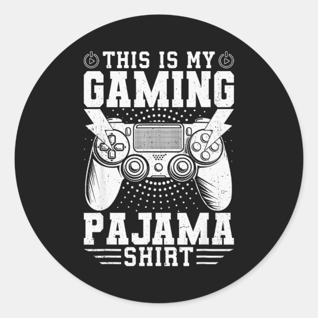 Sticker Rond Video Game This Is My Gaming Pajama Funny Gamer Bo (Devant)