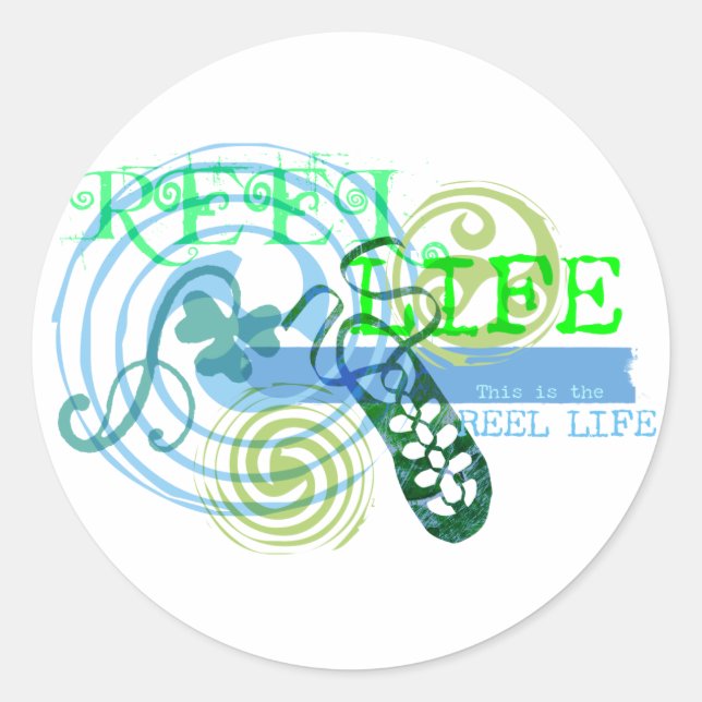 Sticker Rond Vie de bobine en bleu (Devant)