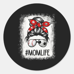 Sticker Rond Vie de maman décolorée Football Chignon désordonné