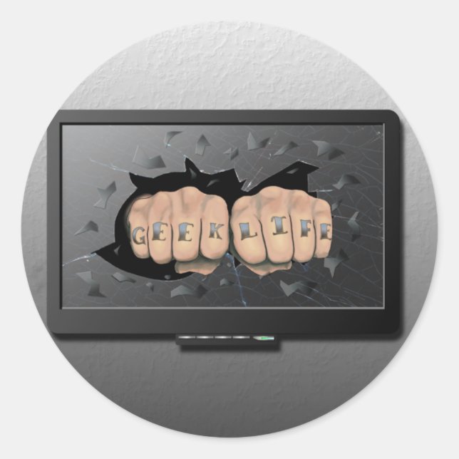Sticker Rond Vie geek (Devant)