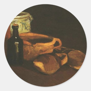 Sticker Rond Vie morte avec des vêtements et des pots, Van Gogh