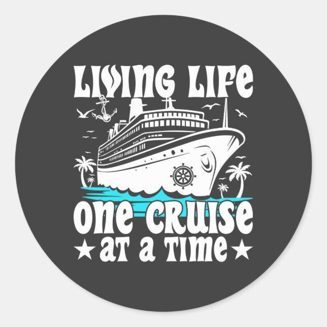 Sticker Rond Vie Une Croisière À La Fois Famille Croisière (Devant)