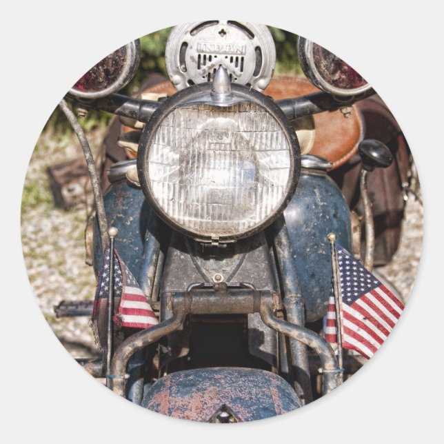 Sticker Rond vieille moto de la police indienne (Devant)