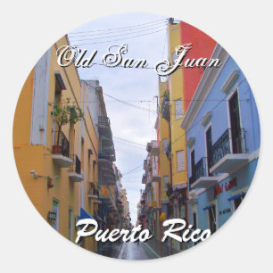 Sticker Rond Vieille San Juan Porto Rico Maisons colorées