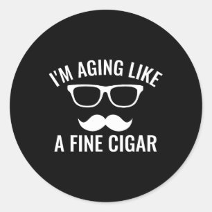 Sticker Rond Vieillir Comme Une Fête des pères De Cigar Fumeur