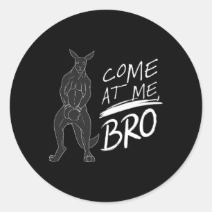 Sticker Rond Viens Me Chercher Frère Drôle De Kangourou Boxeur 