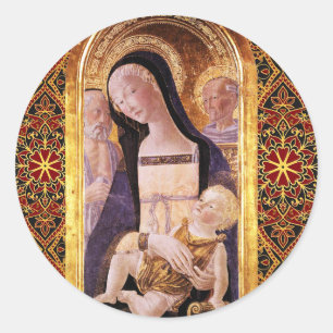 Sticker Rond VIERGE AVEC ENFANT ET SAINTS par Neroccio, Noël