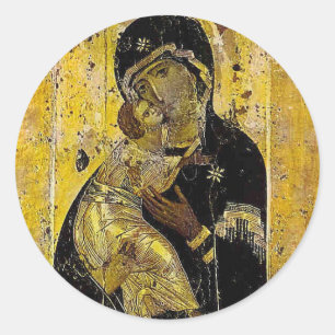 Sticker Rond Vierge de l'icône ukrainienne de Kiev Madonna