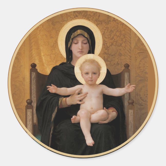 Sticker Rond Vierge et enfant de Bougereau (Devant)