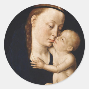 Sticker Rond Vierge et enfant - Noël