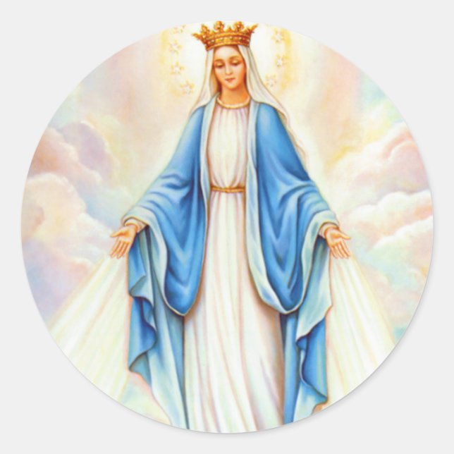 Sticker Rond Vierge Marie Dame de grâce Reine du Ciel Madonna (Devant)