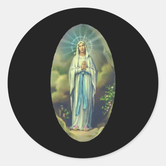 Sticker Rond Vierge Marie De Lourdes Notre Dame Christian Cadea (Devant)