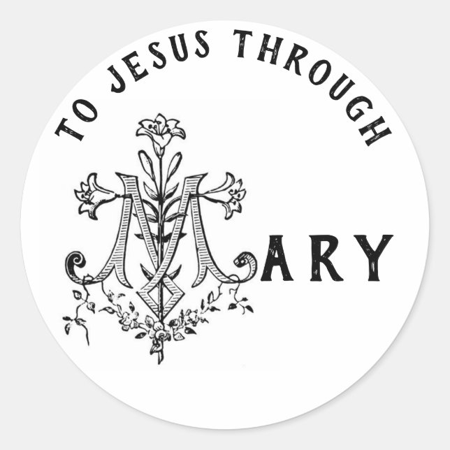 Sticker Rond Vierge Marie Religieux catholique Croix de Jésus (Devant)