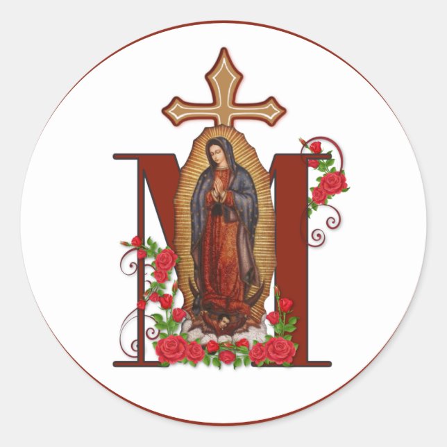 Sticker Rond Vierge Marie Religieux Guadalupe Catholique (Devant)