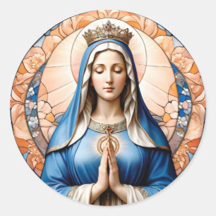 Sticker Rond Vierge Vierge Marie chrétienne catholique