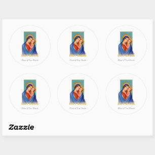 Sticker Rond Vierge vintage Marie et Jésus Eau Sainte
