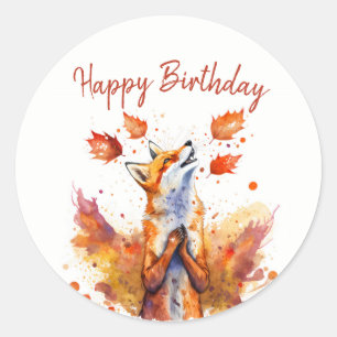 Sticker Rond Vies d'automne Fox - Anniversaire