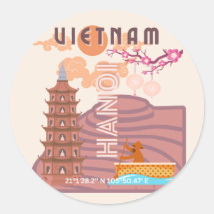 Sticker Rond Vietnam Travel Art