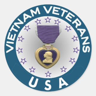 Sticker Rond Vietnam Vétérans de USA Purple Heart