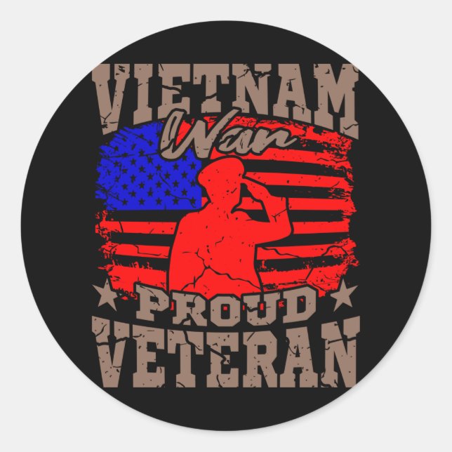 Sticker Rond VIETNAM WAR FIER VÉTÉRAN Vétérinaire américain cad (Devant)