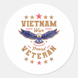 Sticker Rond Vietnam War Fiers Vétéran, Jour des anciens combat