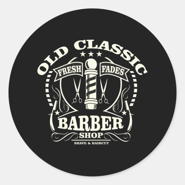 Sticker Rond Vieux barbier classique (Devant)