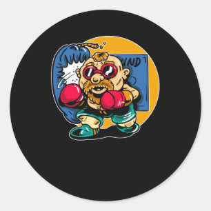 Sticker Rond Vieux Boxer