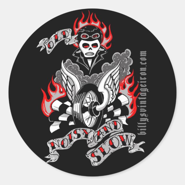 Sticker Rond Vieux, bruyants et lents (couleur) (Devant)