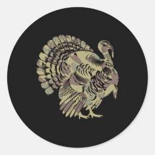 Sticker Rond Vieux Camo Turquie Chasse Thankgiving Cadeau