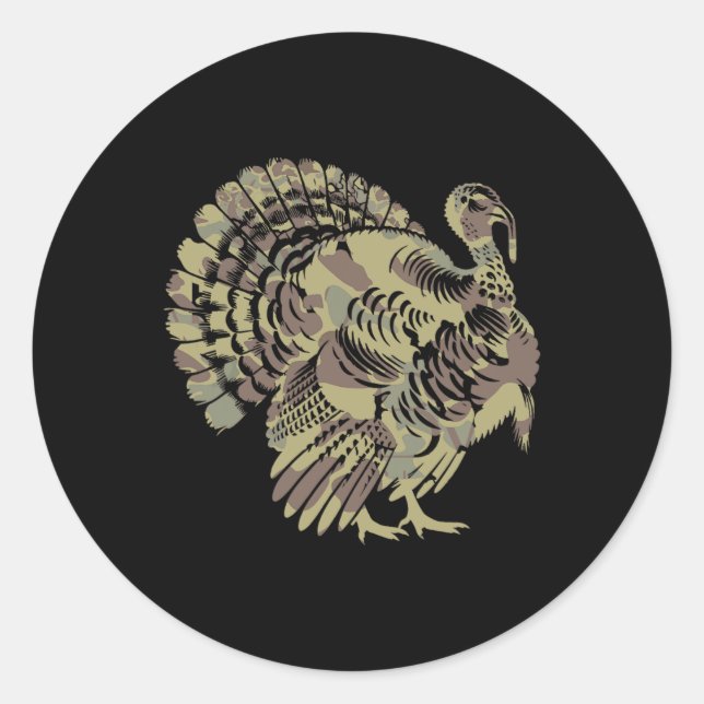 Sticker Rond Vieux Camo Turquie Chasse Thankgiving Cadeau (Devant)