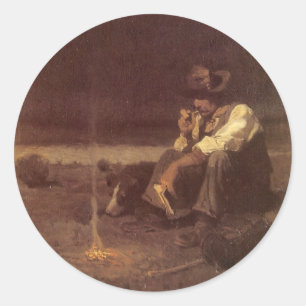 Sticker Rond Vieux Cowboys de l'Ouest, Berger des Plaines par N