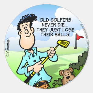 Sticker Rond Vieux Golfeur
