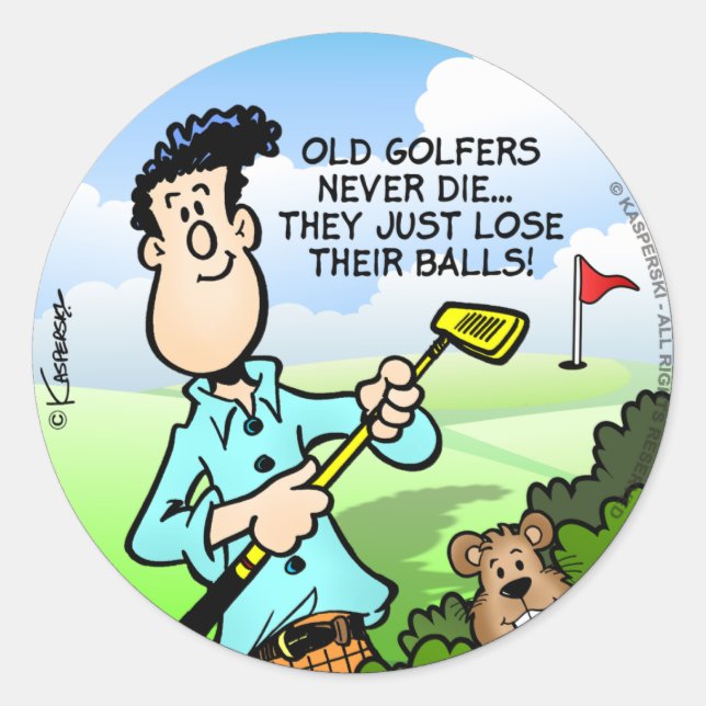 Sticker Rond Vieux Golfeur (Devant)