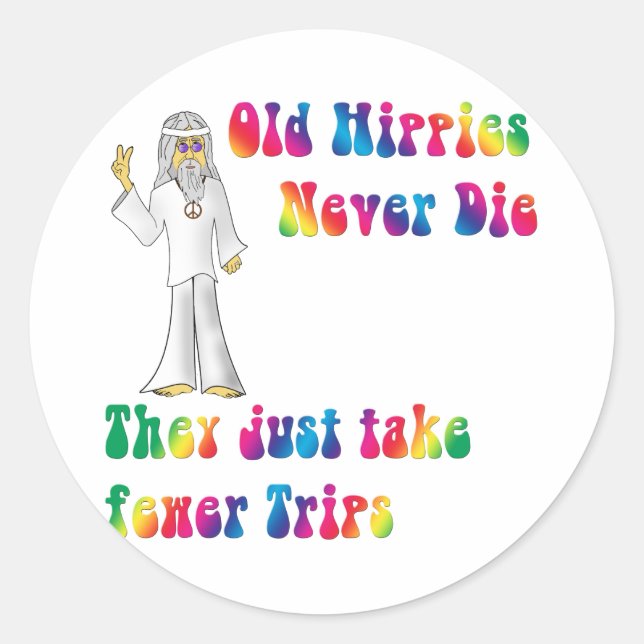 Sticker Rond Vieux hippies (Devant)