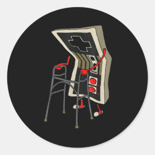 Sticker Rond Vieux Joueur Drôle De Jeux Rétro 80s 90s Ancien Je