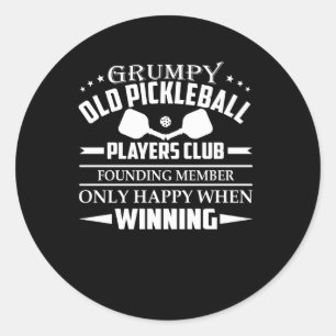 Sticker Rond Vieux joueurs de Pickleball grincheux Club heureux