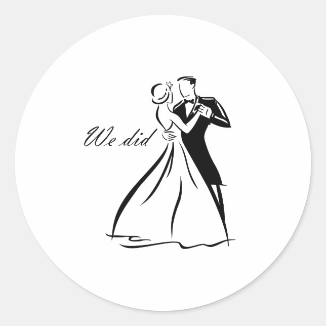 Sticker Rond Vieux Mariage Couple dansant (Devant)