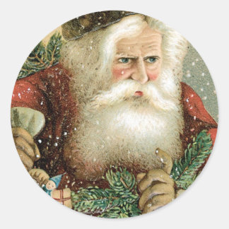 Sticker Rond Vieux mode Joyeux Noël Père Noël